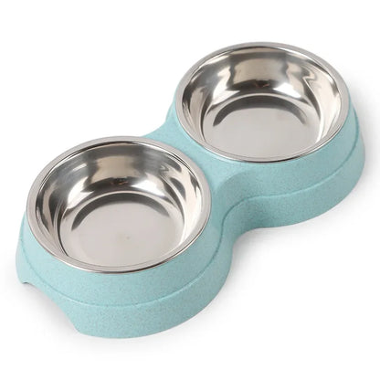 Gamelles doubles en acier inoxydable pour animaux de compagnie