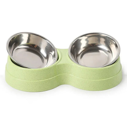 Gamelles doubles en acier inoxydable pour animaux de compagnie