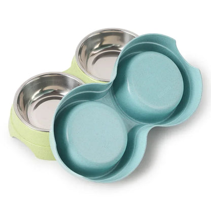 Gamelles doubles en acier inoxydable pour animaux de compagnie